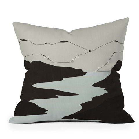 Viviana Gonzalez Minimal Mountains In The Sea Outdoor Throw Pillow
