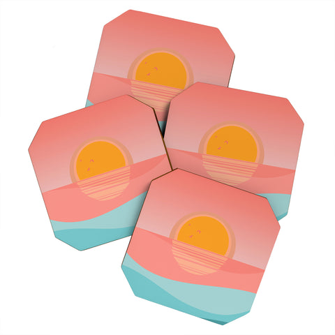 Viviana Gonzalez Minimal Sunset 1 Coaster Set