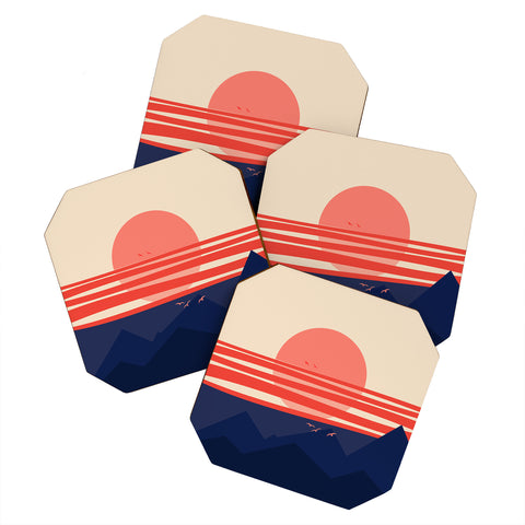 Viviana Gonzalez Minimal Sunset 4 Coaster Set