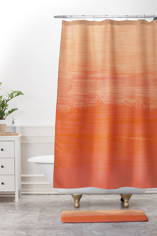 Viviana Gonzalez Peach Fuzz Modern Abstract Shower Curtain And Mat