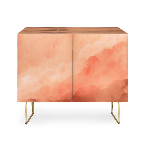 Viviana Gonzalez Peach Fuzz Watercolor Clouds Credenza