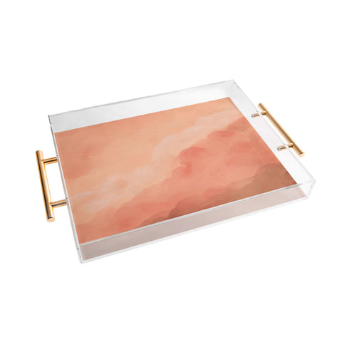 Viviana Gonzalez Peach Fuzz Watercolor Clouds Acrylic Tray
