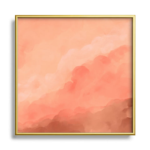 Viviana Gonzalez Peach Fuzz Watercolor Clouds Square Metal Framed Art Print