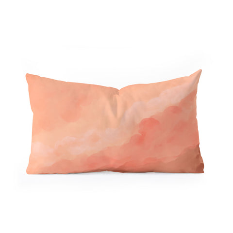 Viviana Gonzalez Peach Fuzz Watercolor Clouds Oblong Throw Pillow