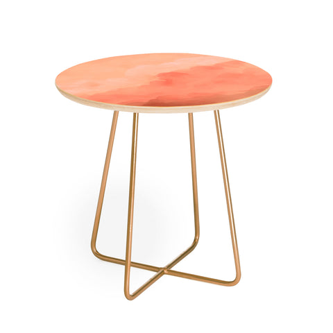 Viviana Gonzalez Peach Fuzz Watercolor Clouds Round Side Table