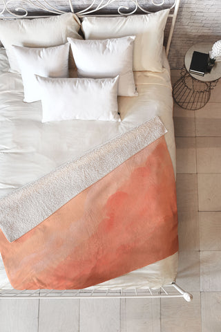 Viviana Gonzalez Peach Fuzz Watercolor Clouds Fleece Throw Blanket
