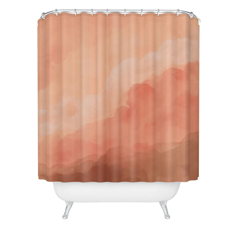 Viviana Gonzalez Peach Fuzz Watercolor Clouds Shower Curtain