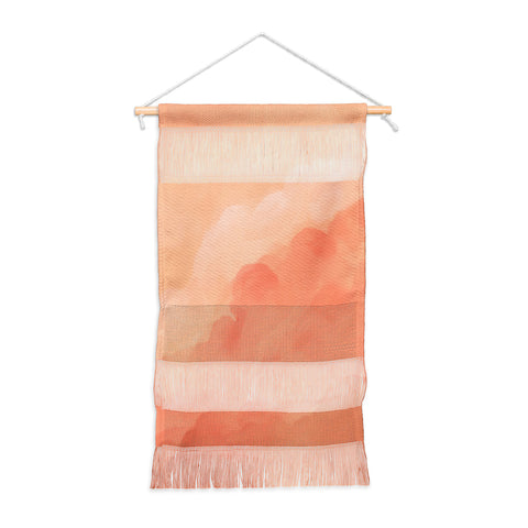 Viviana Gonzalez Peach Fuzz Watercolor Clouds Wall Hanging Portrait