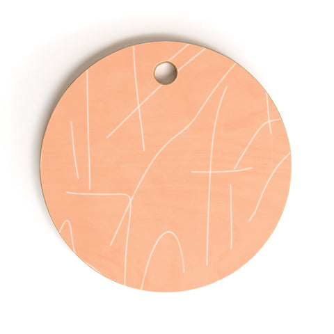 Viviana Gonzalez Peach Lineal Abstract Cutting Board Round