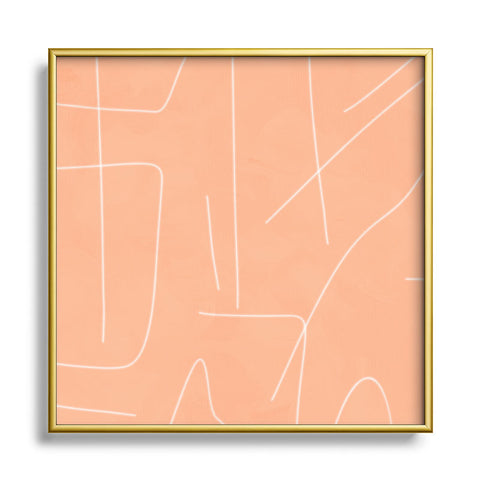 Viviana Gonzalez Peach Lineal Abstract Square Metal Framed Art Print