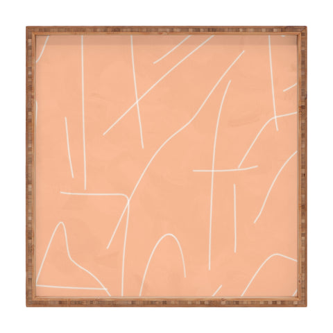 Viviana Gonzalez Peach Lineal Abstract Square Tray