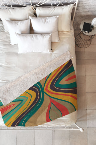 Viviana Gonzalez Psychedelic colorful love Fleece Throw Blanket