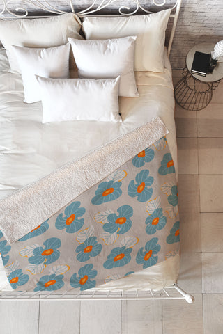 Viviana Gonzalez Psychedelic Wild Flowers Fleece Throw Blanket