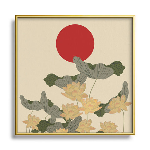 Viviana Gonzalez Red Sunset japan Square Metal Framed Art Print