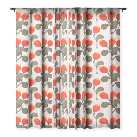 Viviana Gonzalez Red WildFlowers Sheer Non Repeat