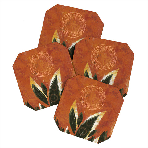 Viviana Gonzalez Tropical Boho Leaves 02 Coaster Set