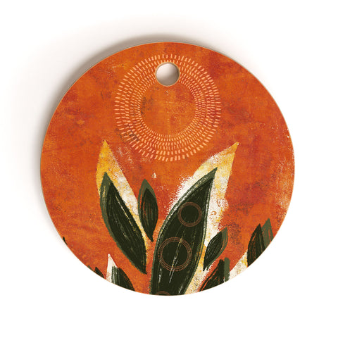 Viviana Gonzalez Tropical Boho Leaves 02 Cutting Board Round