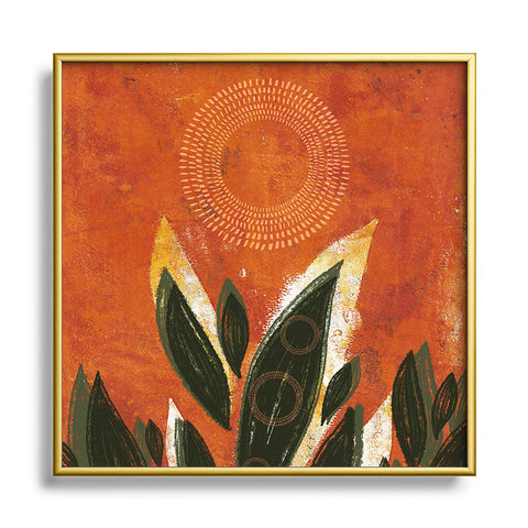 Viviana Gonzalez Tropical Boho Leaves 02 Square Metal Framed Art Print