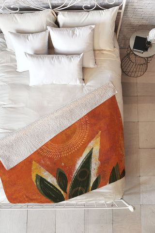 Viviana Gonzalez Tropical Boho Leaves 02 Fleece Throw Blanket