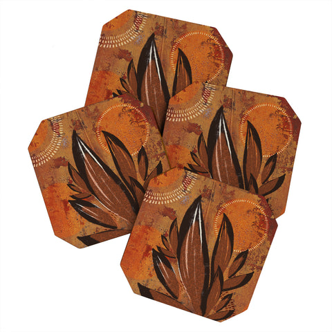 Viviana Gonzalez Tropical Boho Leaves Coaster Set
