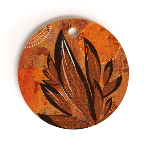 Viviana Gonzalez Tropical Boho Leaves Cutting Board Round