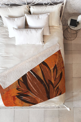 Viviana Gonzalez Tropical Boho Leaves Fleece Throw Blanket