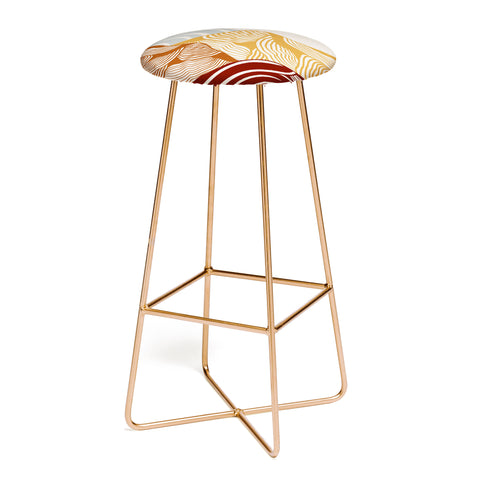Viviana Gonzalez Vintage Mountains Line Art 03 Bar Stool