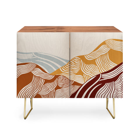 Viviana Gonzalez Vintage Mountains Line Art 03 Credenza