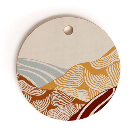 Viviana Gonzalez Vintage Mountains Line Art 03 Cutting Board Round