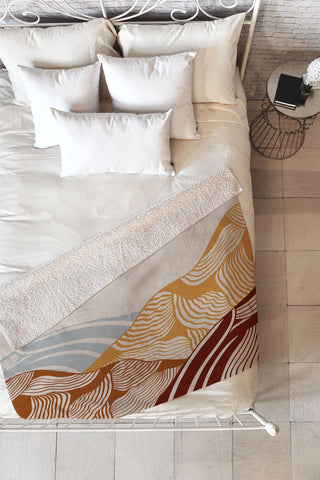 Viviana Gonzalez Vintage Mountains Line Art 03 Fleece Throw Blanket