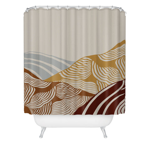 Viviana Gonzalez Vintage Mountains Line Art 03 Shower Curtain