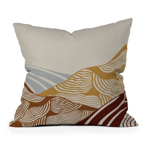 Viviana Gonzalez Vintage Mountains Line Art 03 Outdoor Throw Pillow