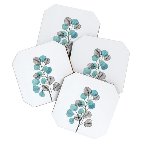 Viviana Gonzalez Watercolor ink leaves Coaster Set