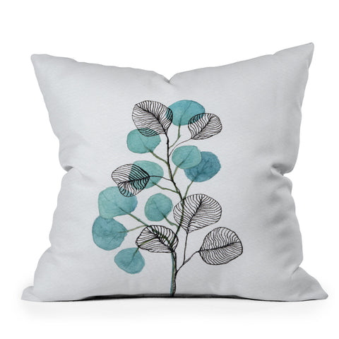 Viviana Gonzalez Watercolor ink leaves Outdoor Throw Pillow