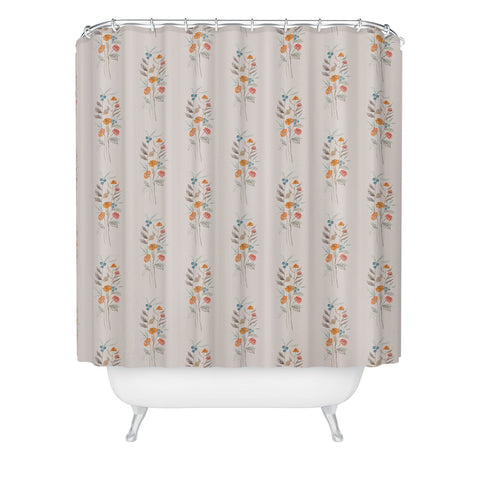 Viviana Gonzalez watercolor WildFlowers bouquet Shower Curtain