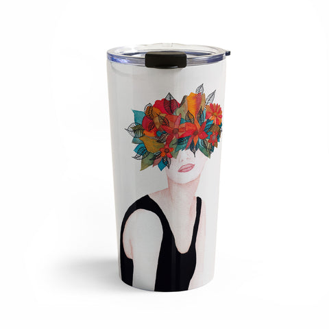 Viviana Gonzalez Woman in flowers watercolor 3 Travel Mug