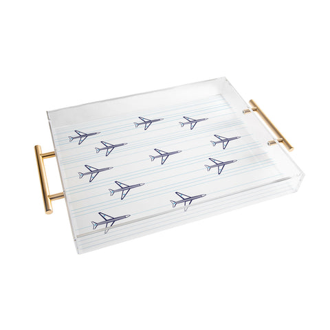Vy La Airplanes And Stripes Acrylic Tray