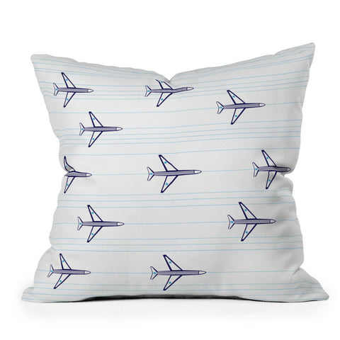 Vy La Airplanes And Stripes Outdoor Throw Pillow