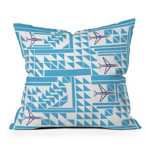 Vy La Airplanes And Triangles Outdoor Throw Pillow