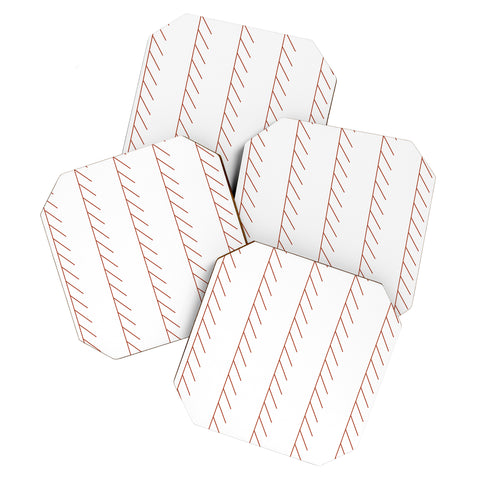 Vy La Angled Stitch Rust Coaster Set