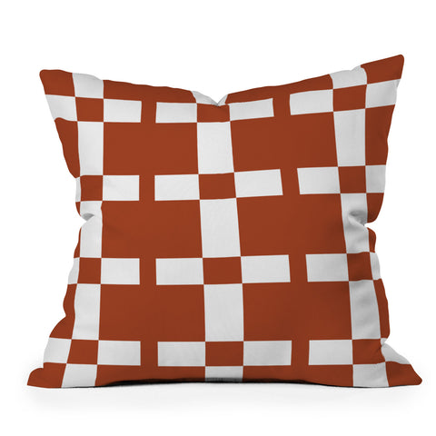 Vy La Cross Rust Outdoor Throw Pillow