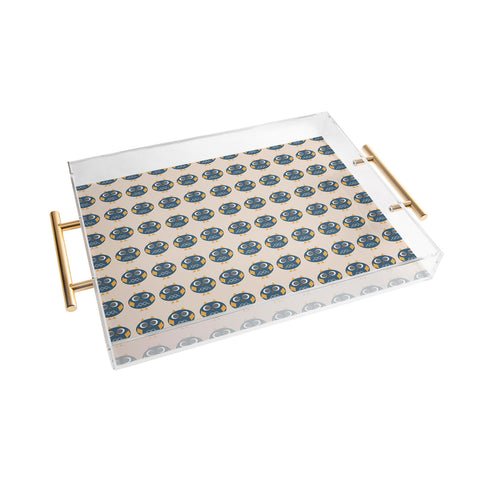 Vy La Geo Owl Print Blue Acrylic Tray