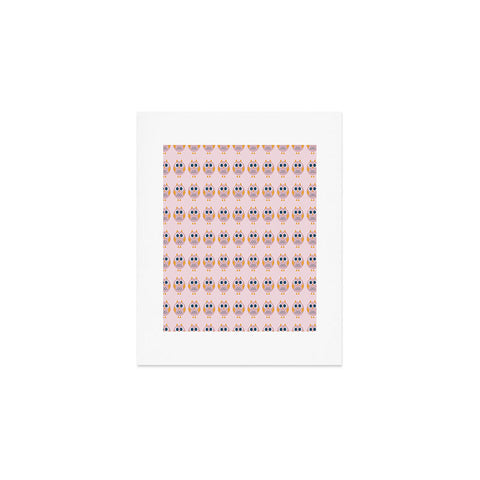 Vy La Geo Owl Print Pink Art Print