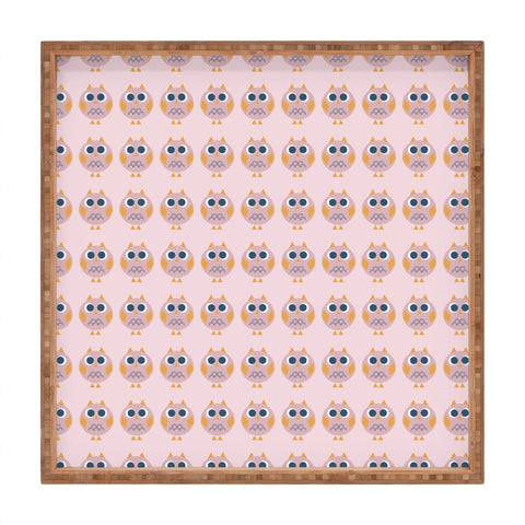 Vy La Geo Owl Print Pink Square Tray