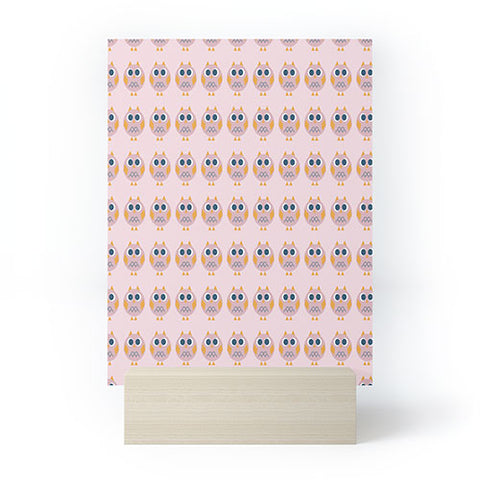 Vy La Geo Owl Print Pink Mini Art Print