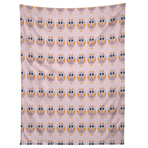 Vy La Geo Owl Print Pink Tapestry