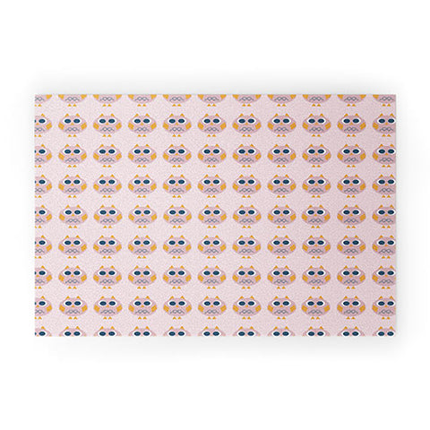 Vy La Geo Owl Print Pink Welcome Mat