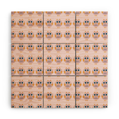 Vy La Geo Owl Print Pink Wood Wall Mural