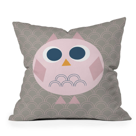 Vy La Geo Owl Solo Pink Outdoor Throw Pillow