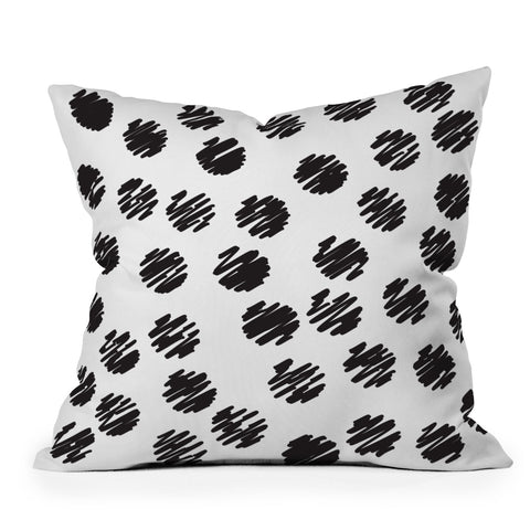 Vy La Polka Dot Scribbles Black and White Outdoor Throw Pillow